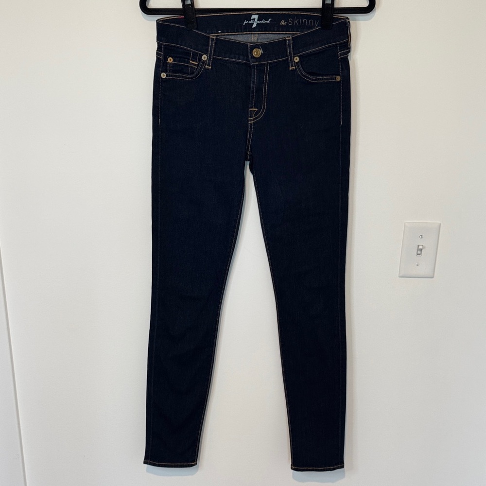 7 For All Mankind Dark Blue Skinny Jeans - Size 26